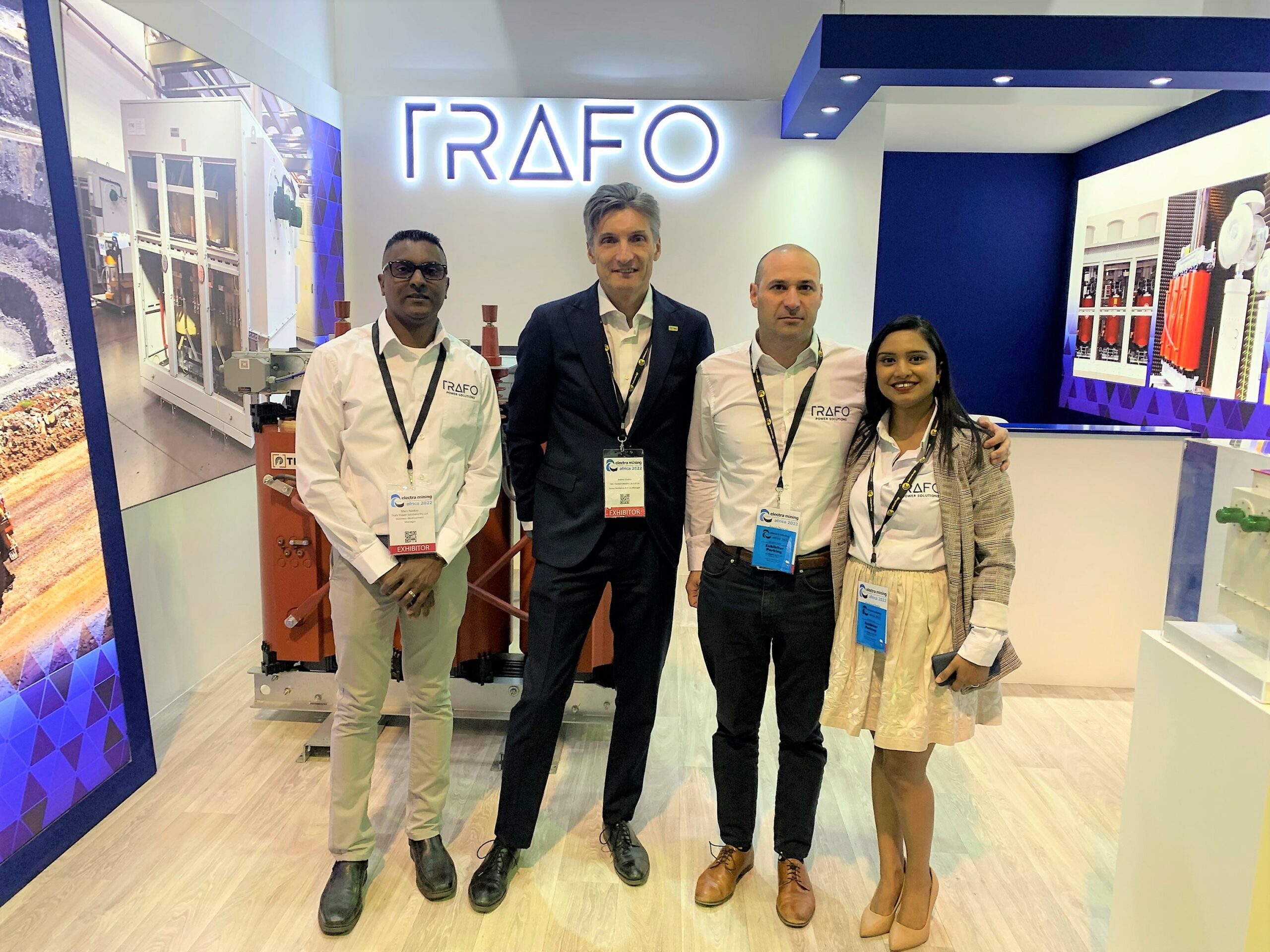 From left, Marc Naidoo, new business development manager at Trafo Power Solutions, says Andrea Ghidini, group marketing and sales director at TMC Transformers, David Claassen, managing director at Trafo Power Solutions and Stephenie Reddy, internal sales at Trafo Power Solutions.