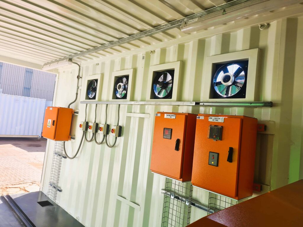 E-House fitted with monitoring control panels specially for a renewable energy application.