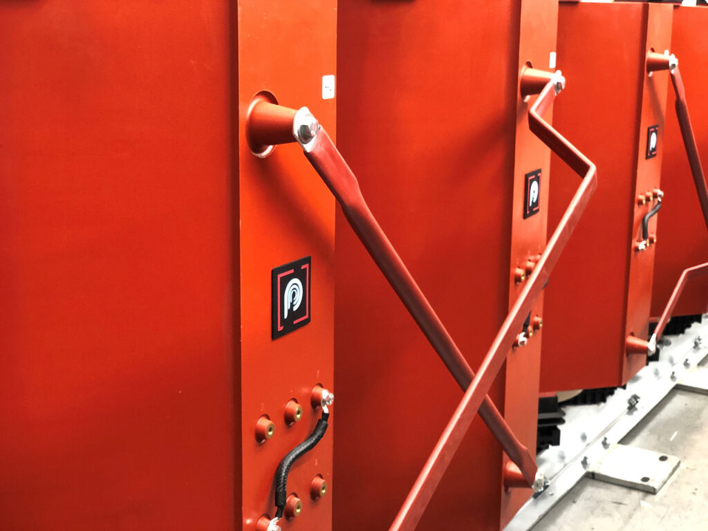 The high-voltage side of the dry-type transformer, configured with secure cable terminations suitable for demanding mining applications.