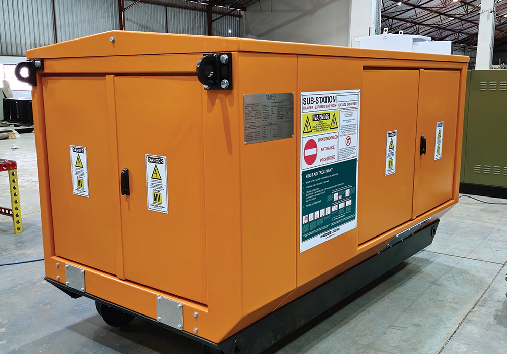 Designed for transport via shaft cage, the compact mini substations from Trafo Power Solutions enable easy installation and relocation as underground mining faces advance.